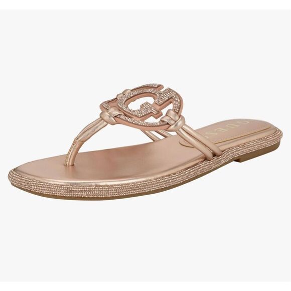 Guess shimmery glitter Saima size 11 pink crystal flip flop sandals - Picture 1 of 6